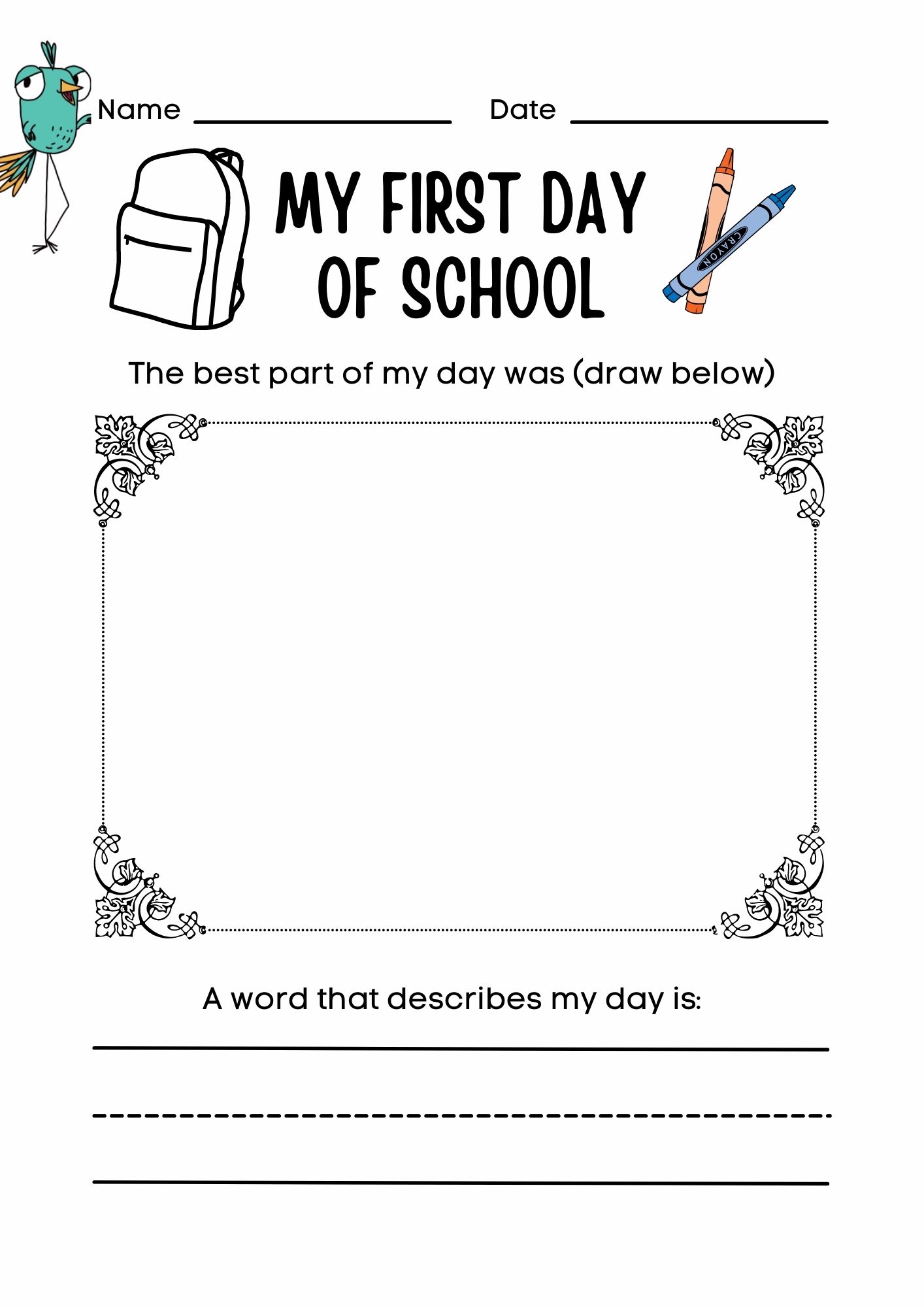 First Day Of School Activities Elementary Pdf